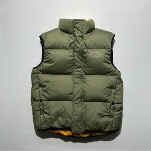 Polo Jeans by Ralph Lauren Men's Olive Puffer Vest yellow inner men’s medium
